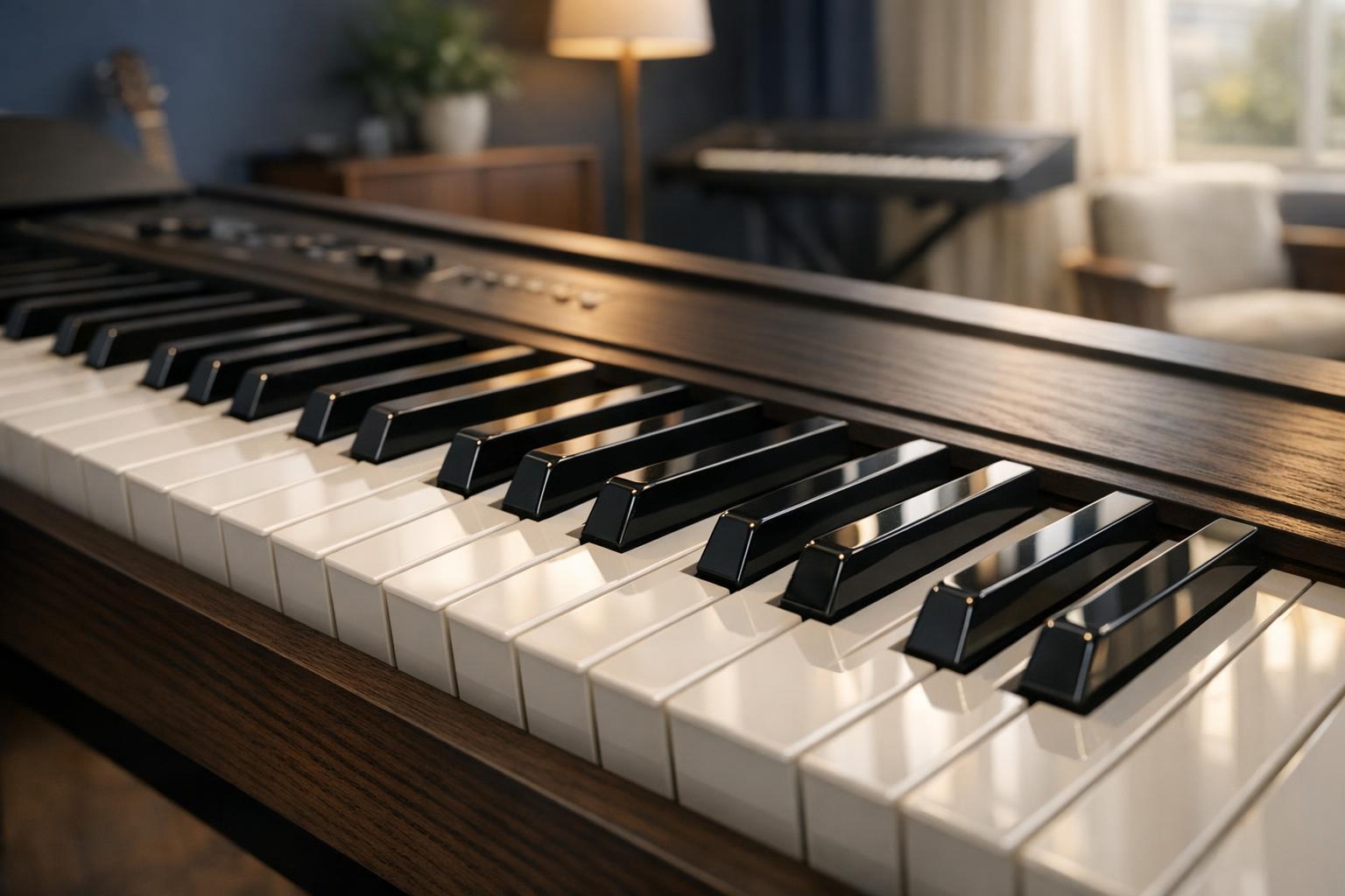 Console Digital Pianos for a Dedicated Music Space AI-generated editorial illustration.